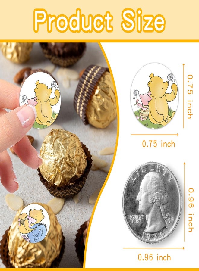 ALodr 180 Pcs Cute Winnie Stickers, Winnie Kisses Candy Stickers, The Pooh Baby Shower Decorations, The Pooh Baby Shower, Cute Bear Birthday Decorations, Bear Sticker Set Thank You Chocolate Labels - Image 2